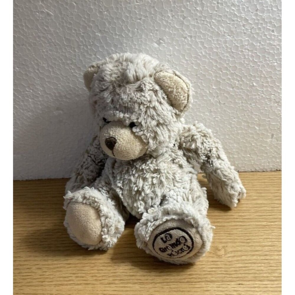 La Grande Recre Bear Plush Paris France Tan Frosted Teddy Bear 7" Stuffed Animal
